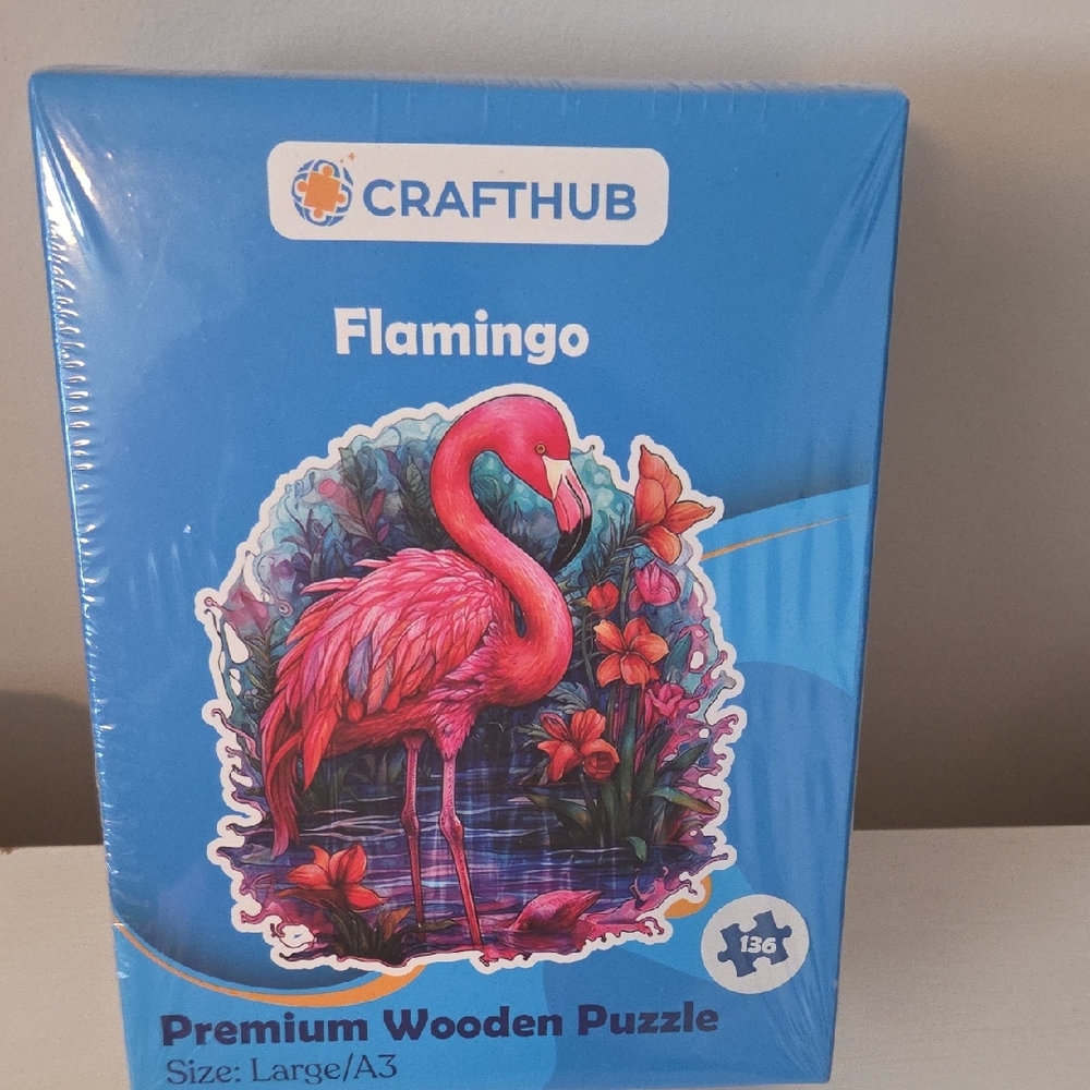 Beautiful Flamingo Wooden Puzzle by Crafthub - 136 Pieces